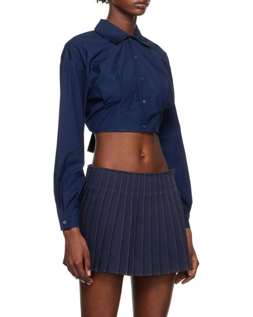 AMI Blue Long-Sleeved Short-Style Shirt