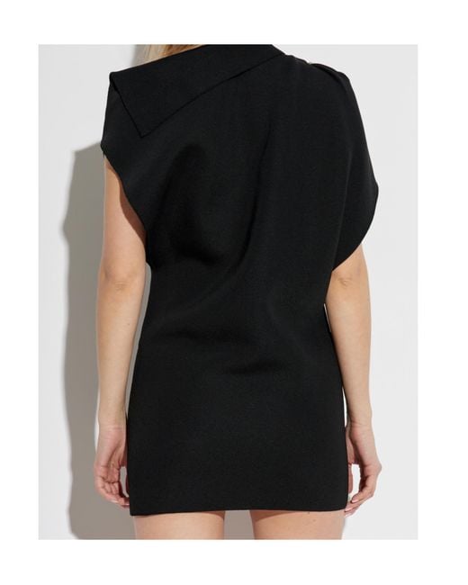 Jacquemus Black La Mini Robe Trapeze Cowl Neck Mini Dress