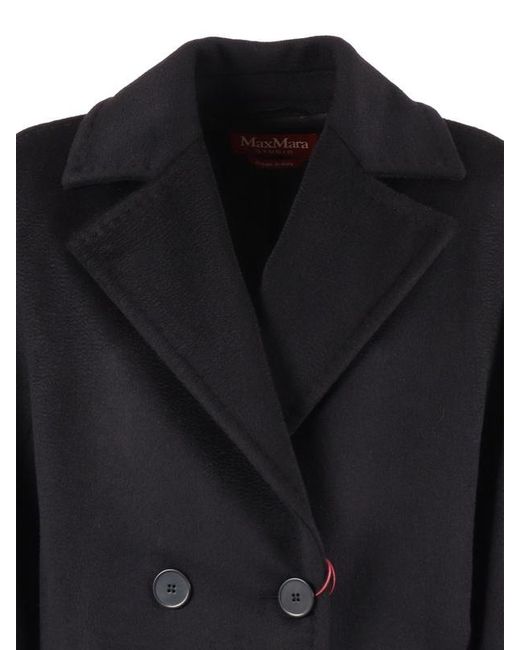 Max Mara Black Studio Agenda Double-Breasted Long Coat