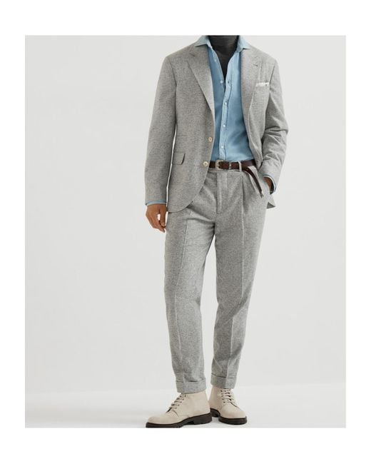 Brunello Cucinelli Gray Three-Button Blazer for men