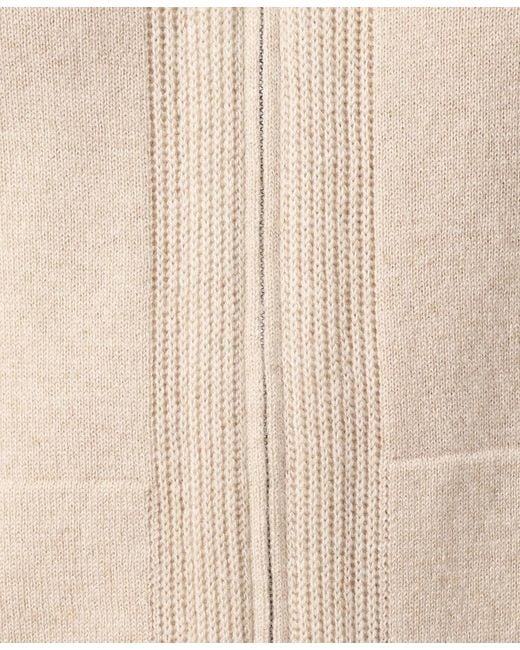 Loro Piana Natural Zip-Up Hooded Knitted Cardigan