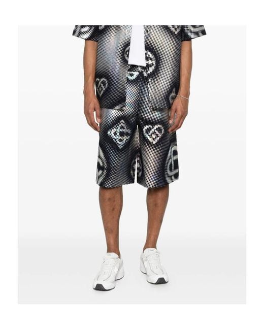 Casablanca Multicolor Pearlescent Monogram Denim Shorts for men