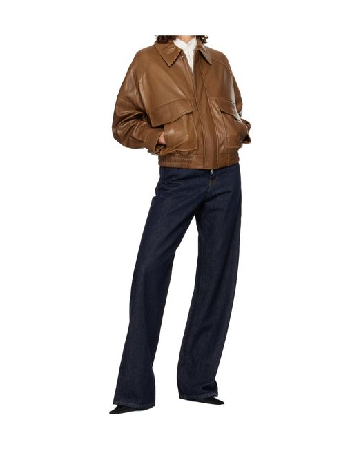 Nour Hammour Blue Long-Sleeved Leather Jacket