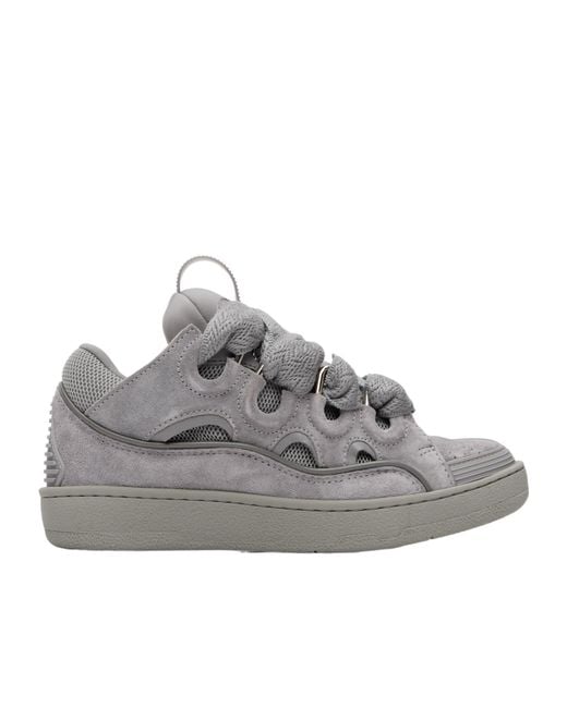Lanvin Gray Round Toe Lace-Up Sneakers for men