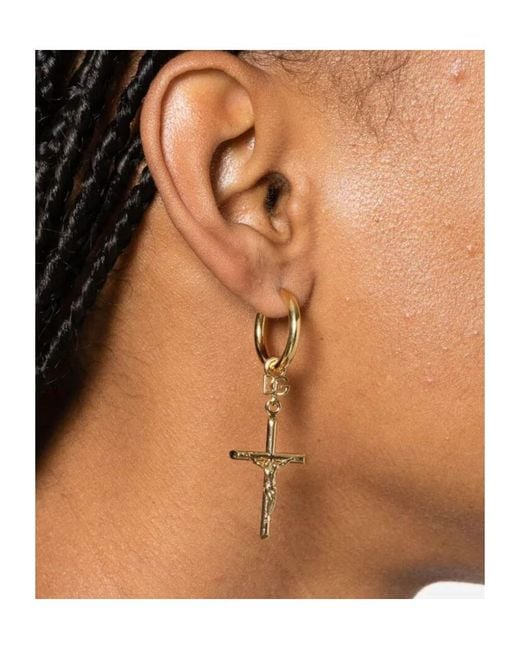 Dolce & Gabbana Metallic Cross Pendant Earrings