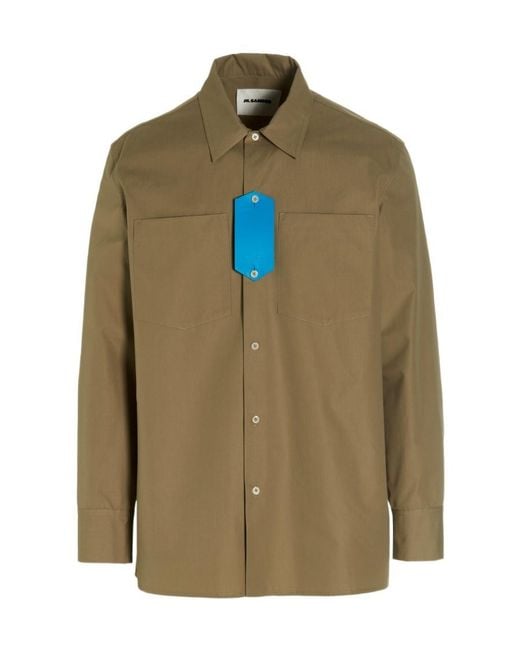 Jil Sander Green Long-Sleeve Cotton Shirt for men