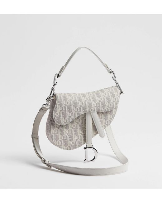 Dior White Small Saddle Bag With Strap