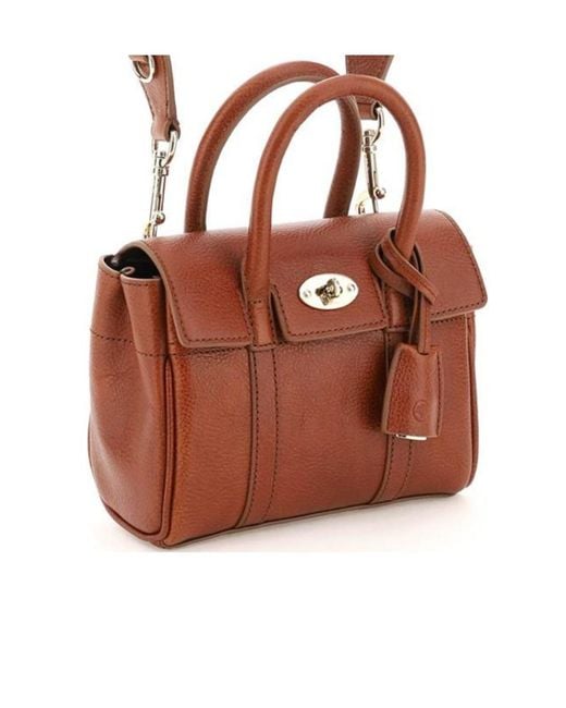 Mulberry Brown Bayswater Logo-Engraved Mini Satchel Bag