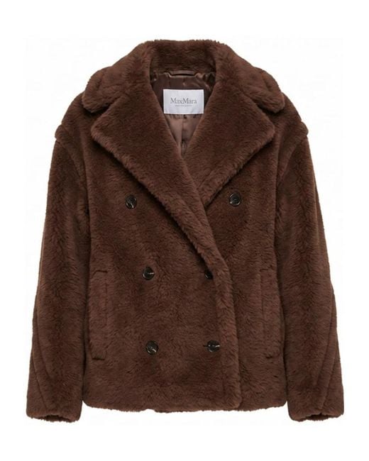 Max Mara Brown Alcuno Double-Breasted Short Coat