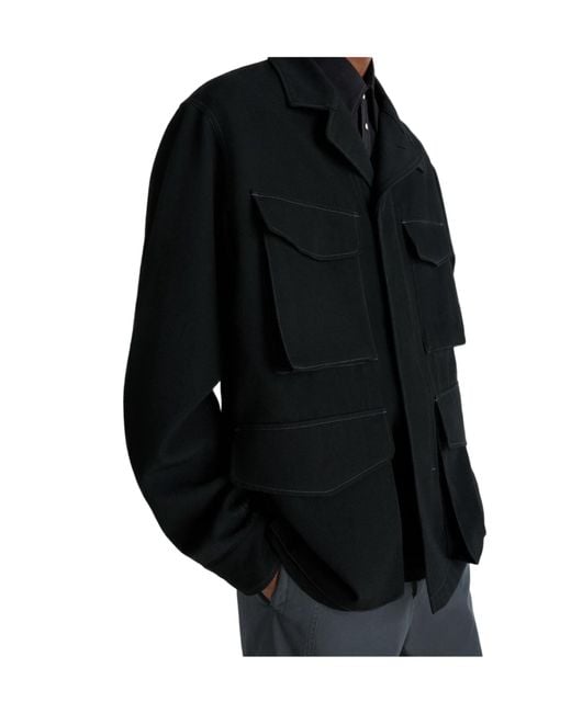 Lemaire Black Long-Sleeved Buttoned-Cuff Pocket Overshirt for men