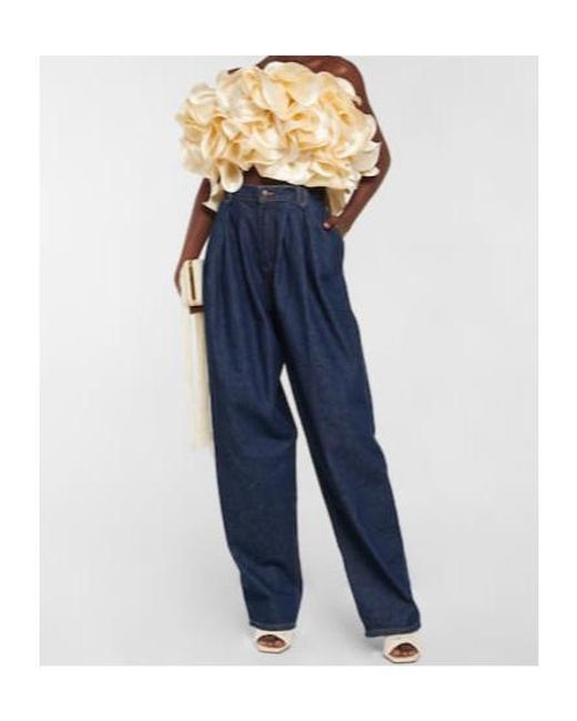 Magda Butrym Metallic Silk Ruffle Corset Top