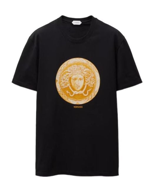 Versace Black Printed Cotton-Jersey Slim T-Shirt for men