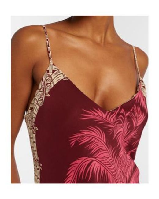 Johanna Ortiz Red Printed Silk Slip Dress