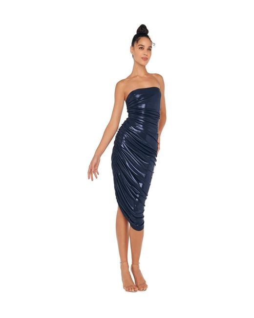 Norma Kamali Blue Diana Strapless Midi Dress