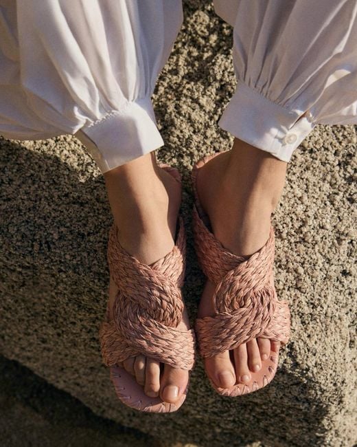 Castaner Pink Padme Woven Flat Sandals