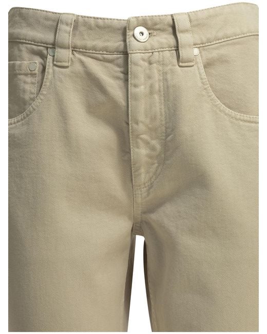 Brunello Cucinelli Natural 'Straight Shiny Bartck' Straight Leg Jeans