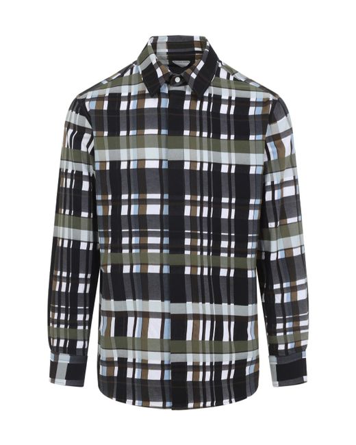 Bottega Veneta Gray Cotton Check Shirt for men