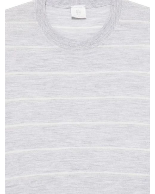 Eleventy White Striped Round-Neck T-Shirt for men