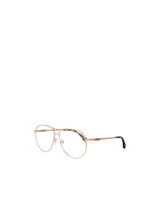 Fendi White Eyewear Aviator Frame Glasses