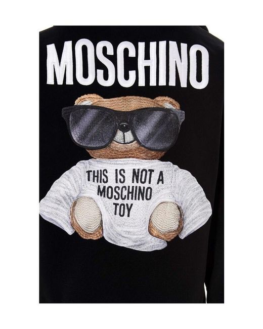 Moschino Black Toy Bear Print Hoodie for men