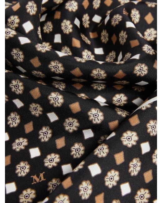 Max Mara Black Printed Silk Oversized Scarf