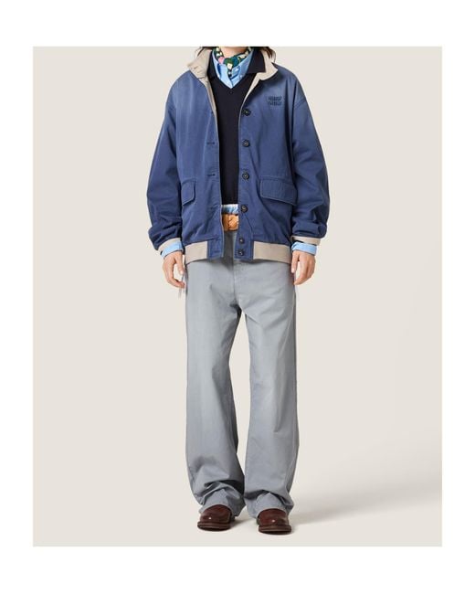 Miu Miu Blue Old Washed Twill Blouson Jacket