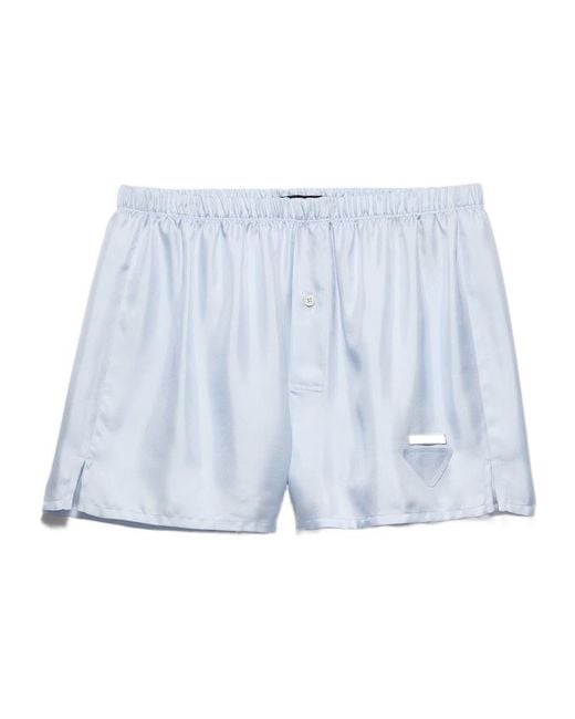 Prada Blue Silk Boxer Shorts for men