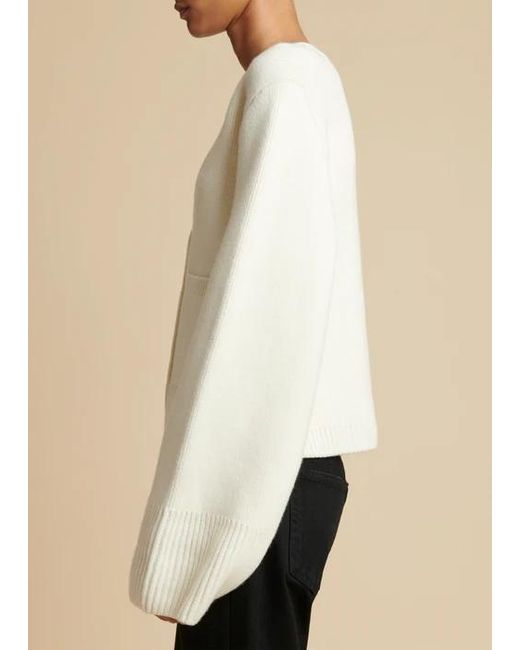 Khaite White Scarlet Long Sleeved V-Neck Cardigan