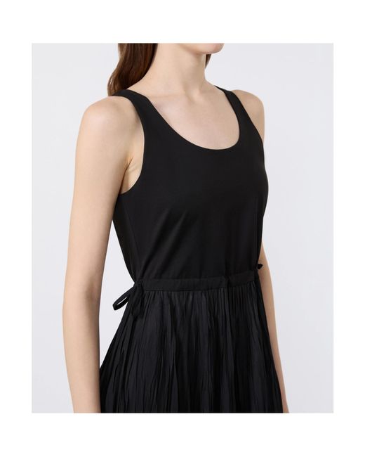 Weekend by Maxmara Black Jersey Dress With A Plissé-Pleated Skirt