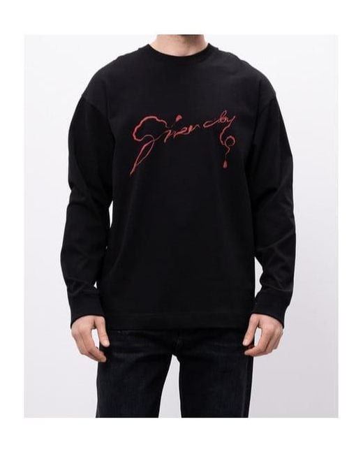 Givenchy Black Logo Printed Long-Sleeved T-Shirt for men