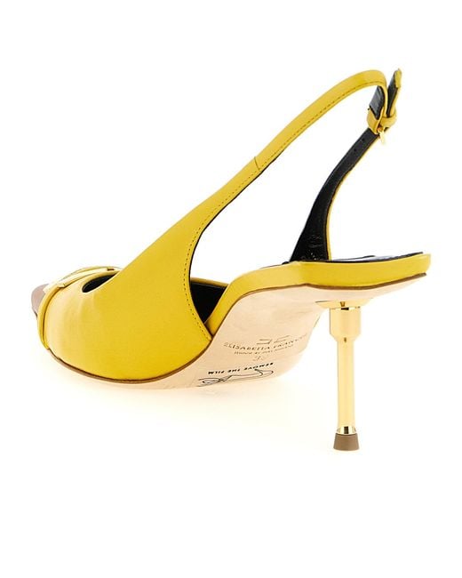 Elisabetta Franchi Yellow Contrast Toe Metal Detail Pumps
