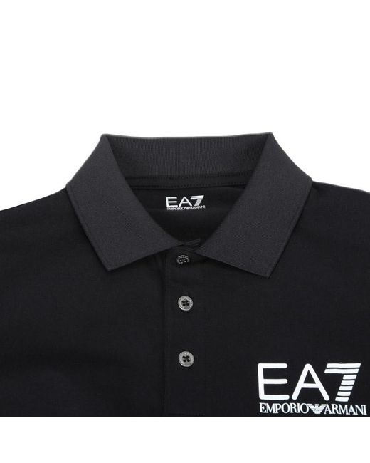 EA7 Blue Long-Sleeved Polo Shirt for men