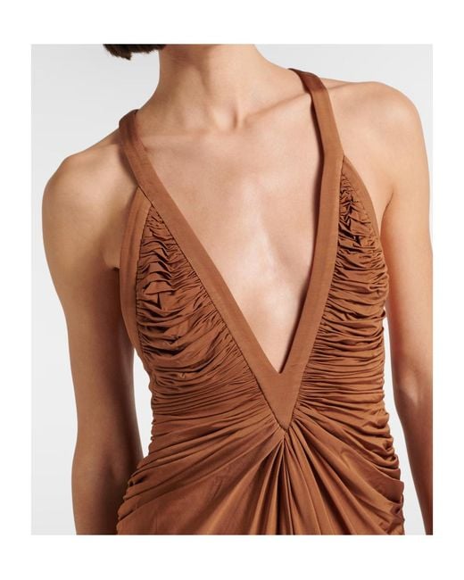 Christopher Esber Brown Draped Jersey Minidress