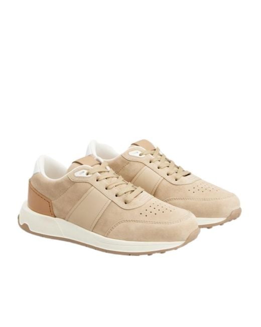 Tod's Natural Panelled Lace-Up Sneakers for men