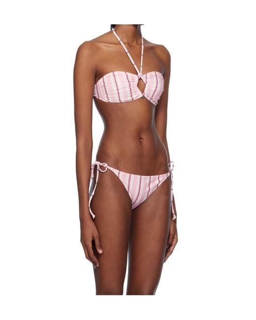 Ganni Brown Striped Bikini Top
