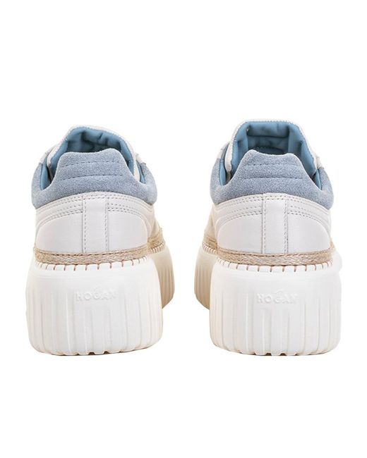 Hogan White H-Stripes Round-Head Low-Cut Casual Shoes