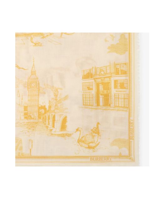 Burberry Metallic London Landmarks Wool Silk Scarf for men