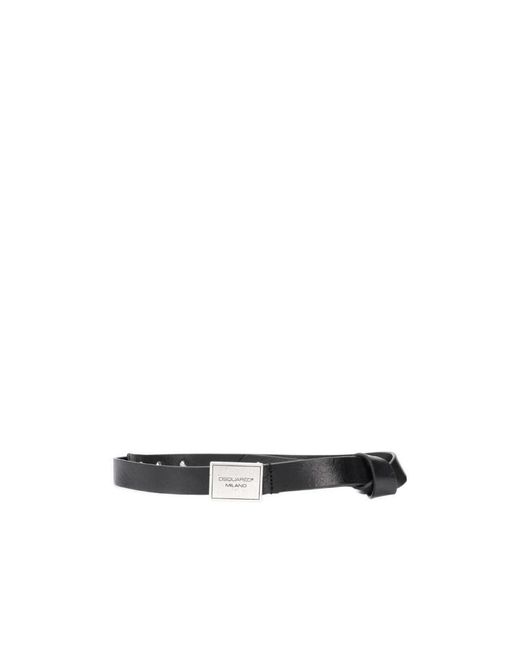 DSquared² White Logo Plaque Belt