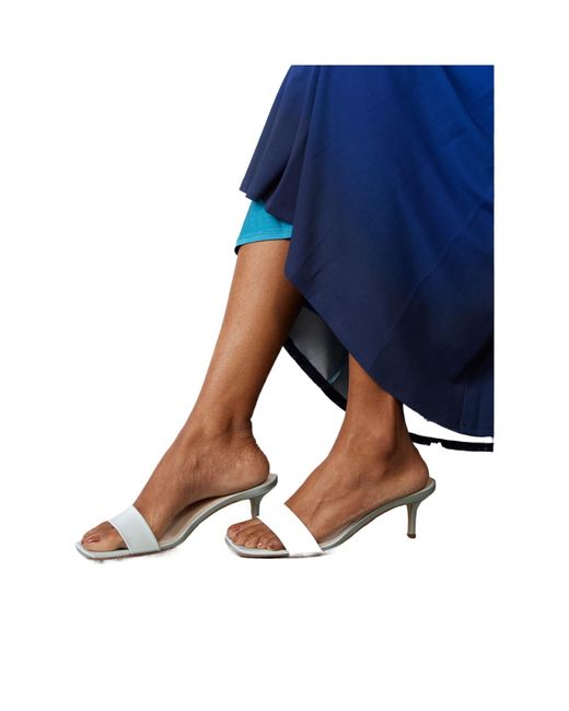 Aeyde White Solid Color Satin Mules