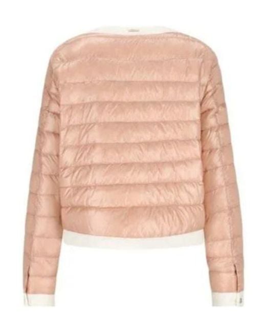 Herno Pink Quilted Crewneck Coat