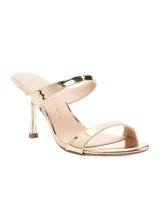 Stuart Weitzman Metallic Open-Toe Slip-On High-Heeled Sandals