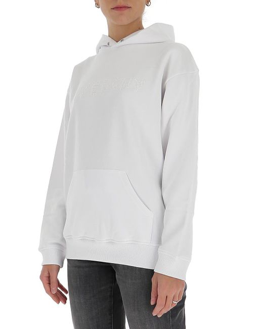 Givenchy White Embellished Logo Hoodie
