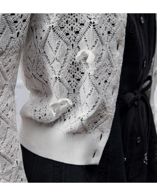 Dior White Iviera Embroidered Cardigan