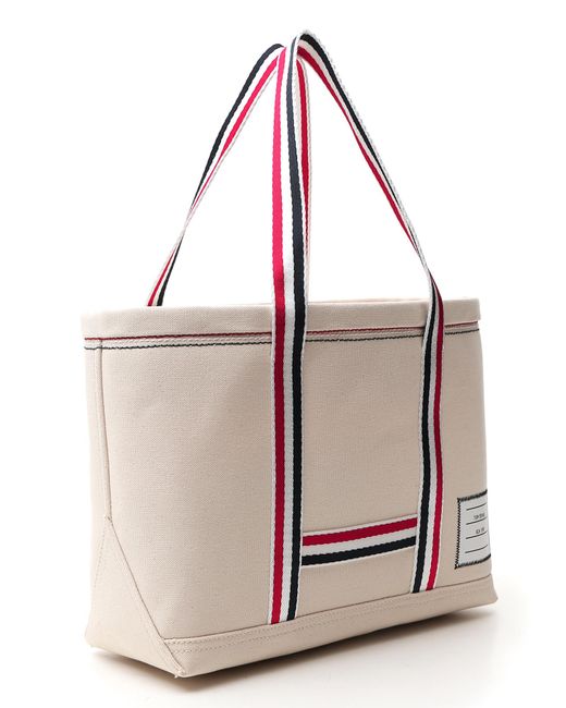 Thom Browne Pink Striped Detail Tote Bag for men