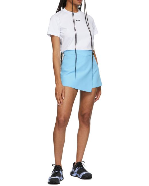 MSGM White Logo Printed Crewneck T-Shirt