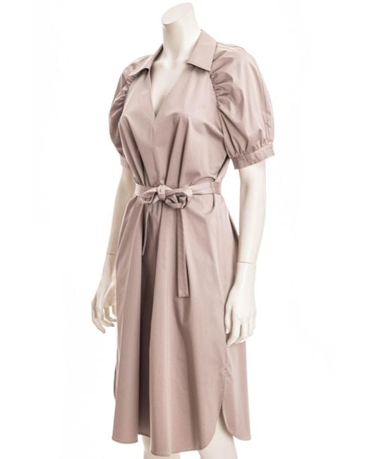 Boss Pink Belted Satin Midi Dress