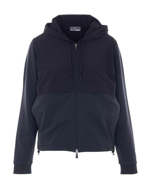 Herno Blue Zip-Up Windbreaker Hoodie