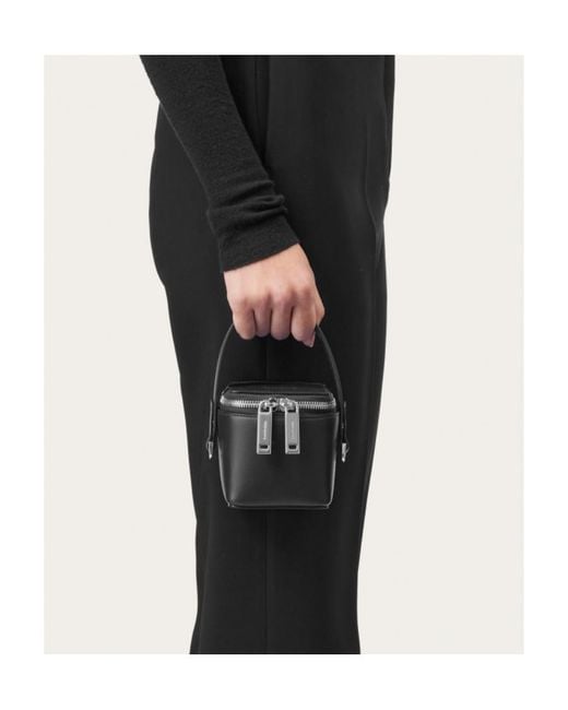 Ferragamo Black Ferragamo Micro Zip-Around Mini Bucket Bag