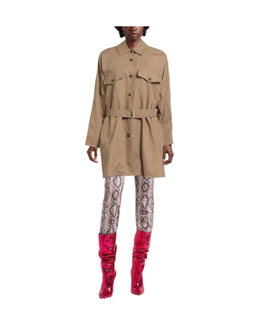Weekend by Maxmara Brown Solid-Color Long-Sleeve Belted Trench Coat