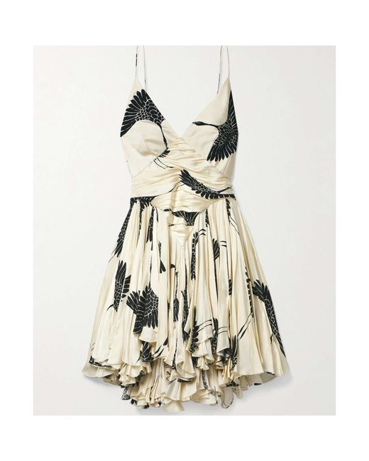 Khaite Natural Margot Pleated Print Mini Dress